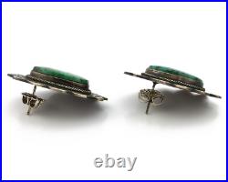 Concho Green Natural Turquoise Post Earrings by PJ Begay