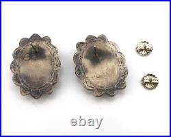 Concho Green Natural Turquoise Post Earrings by PJ Begay
