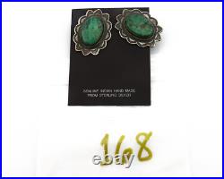 Concho Green Natural Turquoise Post Earrings by PJ Begay