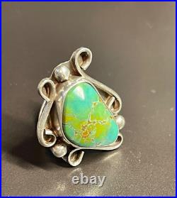Contemporary Navajo Turquoise Sterling Silver 925 Ring Signed XB Size 6