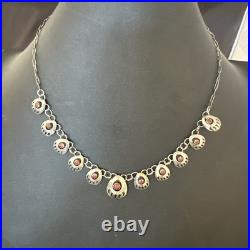 Coral ShadowBox Navajo Sterling Silver Necklace 17 20072
