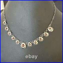 Coral ShadowBox Navajo Sterling Silver Necklace 17 20072
