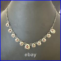 Coral ShadowBox Navajo Sterling Silver Necklace 17 20072