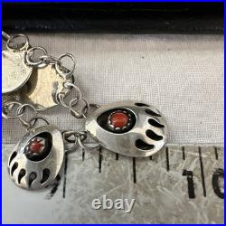 Coral ShadowBox Navajo Sterling Silver Necklace 17 20072