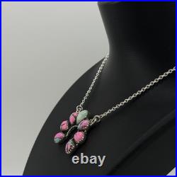 Cotton Candy & Paloma Turquoise Naja Cluster 925 Sterling Silver Necklace NWT