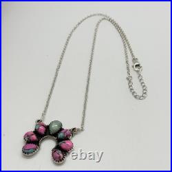 Cotton Candy & Paloma Turquoise Naja Cluster 925 Sterling Silver Necklace NWT