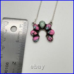 Cotton Candy & Paloma Turquoise Naja Cluster 925 Sterling Silver Necklace NWT