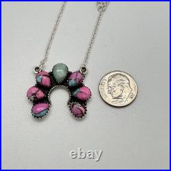 Cotton Candy & Paloma Turquoise Naja Cluster 925 Sterling Silver Necklace NWT