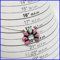 Cotton Candy & Paloma Turquoise Naja Cluster 925 Sterling Silver Necklace NWT