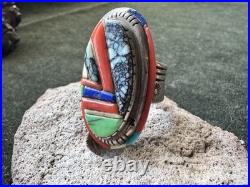 DAVID TUNE Navajo Multiple Inlaid Stones Ring ADJUSTABLE SIZES 7.5-11