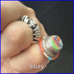 DAVID TUNE Navajo Multiple Inlaid Stones Ring ADJUSTABLE SIZES 7.5-11