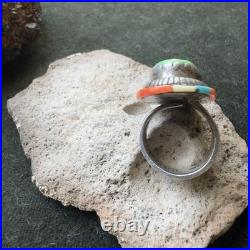 DAVID TUNE Navajo Multiple Inlaid Stones Ring ADJUSTABLE SIZES 7.5-11