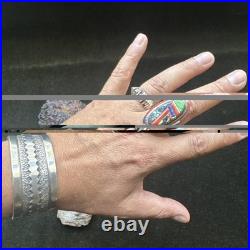 DAVID TUNE Navajo Multiple Inlaid Stones Ring ADJUSTABLE SIZES 7.5-11