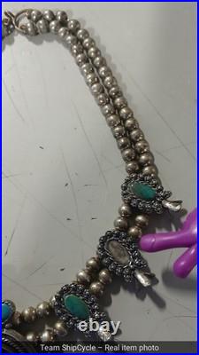 DEFECTIVE 16 Petite Native Am Pawn SilverSilver And Turquoise Necklace G3D