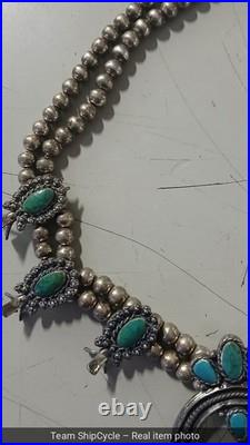DEFECTIVE 16 Petite Native Am Pawn SilverSilver And Turquoise Necklace G3D