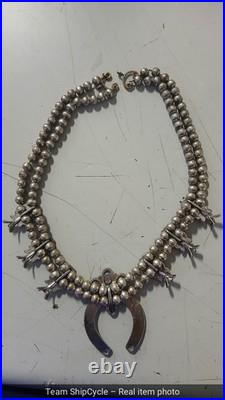 DEFECTIVE 16 Petite Native Am Pawn SilverSilver And Turquoise Necklace G3D