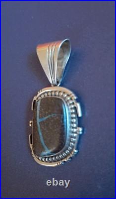 DELBERT SECATERO Navajo Signed Sterling Silver Boulder Opal PENDANT Unique Rare