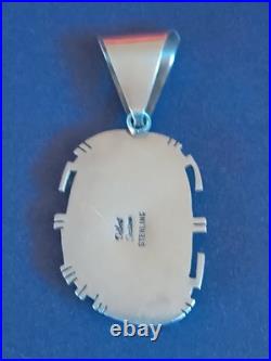 DELBERT SECATERO Navajo Signed Sterling Silver Boulder Opal PENDANT Unique Rare