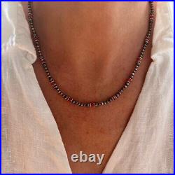 Dainty Red Spiny Oyster & Sterling Silver Round Beaded Gemstone Necklace Choker