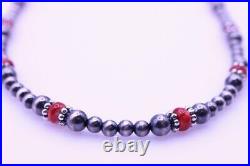 Dainty Red Spiny Oyster & Sterling Silver Round Beaded Gemstone Necklace Choker