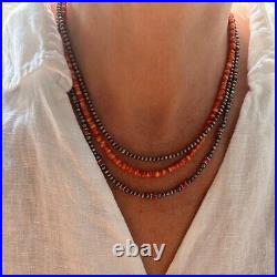 Dainty Red Spiny Oyster & Sterling Silver Round Beaded Gemstone Necklace Choker