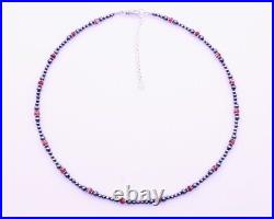 Dainty Red Spiny Oyster & Sterling Silver Round Beaded Gemstone Necklace Choker