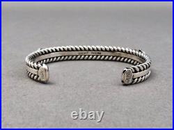 David Reeves Navajo Vintage Sterling Silver Coral Turquoise Row Cuff Bracelet