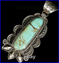 Dead Pawn Navajo Handmade Green TURQUOISE Sterling Silver Pendant SIGNED