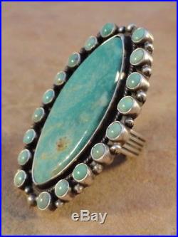 Dean Brown Navajo Sterling Silver & Green Turquoise Cluster Ring sz. 9 1/2