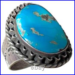 Depleted Mine Navajo Sterling Silver Candelaria Turquoise Ringsz9