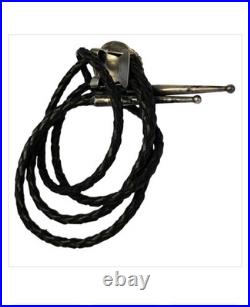 Detailed Silver Cloud Navajo Morenci Turquoise Coral Sterling Silver Bolotie