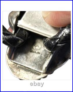 Detailed Silver Cloud Navajo Morenci Turquoise Coral Sterling Silver Bolotie