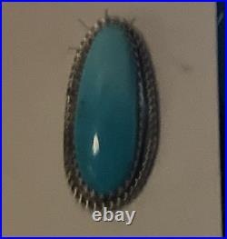 Donovan Nez Navajo Handmade Sterling Silver Kingman Turquoise Earrings signed