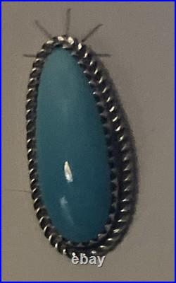 Donovan Nez Navajo Handmade Sterling Silver Kingman Turquoise Earrings signed