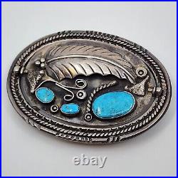 Double Sided Signed Navajo Sterling Silver Turquoise Coral Spinner Belt Buckle Double Sided Signed Navajo Sterling Silver Turquoise Coral Spinner Belt Buckle