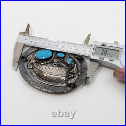 Double Sided Signed Navajo Sterling Silver Turquoise Coral Spinner Belt Buckle Double Sided Signed Navajo Sterling Silver Turquoise Coral Spinner Belt Buckle