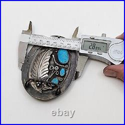 Double Sided Signed Navajo Sterling Silver Turquoise Coral Spinner Belt Buckle Double Sided Signed Navajo Sterling Silver Turquoise Coral Spinner Belt Buckle