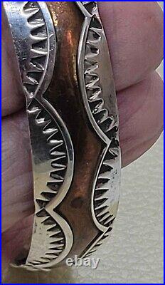 Douglas Etsitty (Navajo) Sterling SILVER & Copper Cuff bracelet signed 7.5