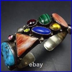 E. BILLY Navajo VINTAGE Sterling Silver MULTI STONE CABS Cluster Cuff BRACELET