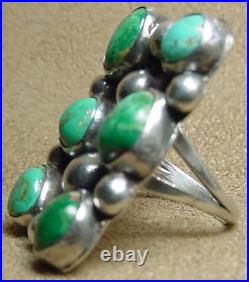 EARLY VINTAGE NAVAJO NATIVE AMERICAN STERLING SILVER NATURAL TURQUOISE RING Sz6+