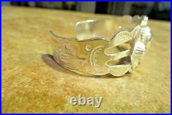 EXTRA FINE! OLD 1940's Navajo Sterling Silver APPLIED SHIELD Bracelet