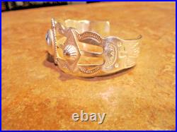 EXTRA FINE! OLD 1940's Navajo Sterling Silver APPLIED SHIELD Bracelet