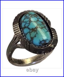 Ed Kee Vintage Navajo #8 Turquoise Mine Sterling Silver Ringsz6
