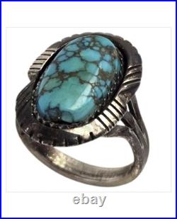 Ed Kee Vintage Navajo #8 Turquoise Mine Sterling Silver Ringsz6