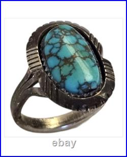 Ed Kee Vintage Navajo #8 Turquoise Mine Sterling Silver Ringsz6