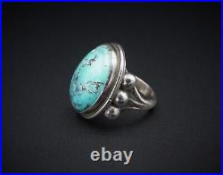 Edith Kee Navajo Sterling Silver Turquoise Cabochon Ring Size 5.75 RS3309