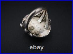 Edith Kee Navajo Sterling Silver Turquoise Cabochon Ring Size 5.75 RS3309
