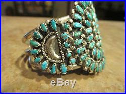 Elegant OLD PAWN Navajo Sterling Silver PETIT POINT Turquoise CLUSTER Bracelet