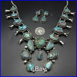 Ella Peter NAVAJO Sterling Silver TURQUOISE Squash Blossom NECKLACE EARRINGS SET