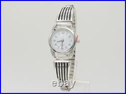 Elouise Kee Navajo Sterling Silver Watch Tips Quartz Stretch Watch